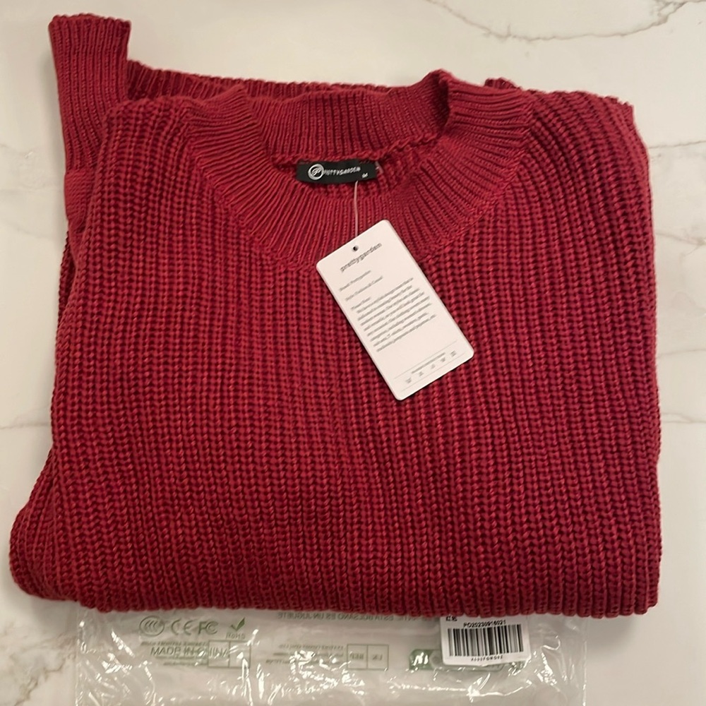 NWT Red rib knit sweater